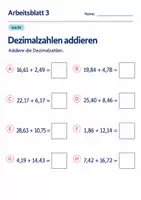 Vorschau - Arbeitsblätter - Dezimalzahlen addieren Klasse 6 Gymnasium | Mathematik Sekundarstufe I | 10 Arbeitsblätter mit Lösungen als PDF - Seite 3