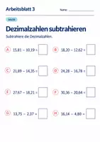 Vorschau - Arbeitsblätter - Dezimalzahlen subtrahieren Klasse 6 Gymnasium | Mathematik Sekundarstufe I | 10 Arbeitsblätter mit Lösungen als PDF - Seite 3