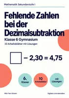 Vorschau - Arbeitsblätter - Fehlende Zahlen bei der Dezimalsubtraktion Klasse 6 Gymnasium | Mathematik Sekundarstufe I | 10 Arbeitsblätter mit Lösungen als PDF - Deckblatt