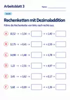 Vorschau - Arbeitsblätter - Rechenketten mit Dezimaladdition Klasse 6 Gymnasium | Mathematik Sekundarstufe I | 10 Arbeitsblätter mit Lösungen als PDF - Seite 3