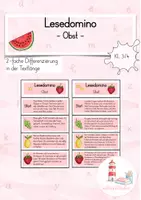 Vorschau - Stationenlernen - Leseförderung Lesedomino Obst (Kl. 3/4) - Deckblatt
