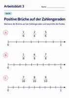 Vorschau - Arbeitsblätter - Positive Brüche auf der Zahlengeraden Klasse 6 Gymnasium | Mathematik Sekundarstufe I | 10 Arbeitsblätter mit Lösungen als PDF - Seite 3