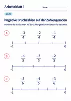 Vorschau - Arbeitsblätter - Negative Bruchzahlen auf der Zahlengeraden Klasse 6 Gymnasium | Mathematik Sekundarstufe I | 10 Arbeitsblätter mit Lösungen als PDF - Seite 1