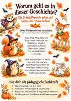 Vorschau - Bildkarten - Halloween Kamishibai Geschichten Paket für Kita & Vorschule | 3 Halloweengeschichten der 5 Waldfreunde | 18 Bildkarten + Vorlesetexte A3 & A4 - Seite 1