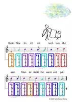 Vorschau - Arbeitsblätter - (A) Kinderlieder für Herbst und Winter - St. Martin /Lasst uns froh.../ In meinem kleinen Apfel/ Laterne/ Alle Jahre wieder/ Schneeflöckchen/ Es regnet - Singen, Glockenspiel, Blockflöte - Spielend leichter Einstieg für Anfänger / Bunte Noten Rainbow A - Seite 3