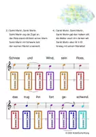 Vorschau - Arbeitsblätter - (A) Kinderlieder für Herbst und Winter - St. Martin /Lasst uns froh.../ In meinem kleinen Apfel/ Laterne/ Alle Jahre wieder/ Schneeflöckchen/ Es regnet - Singen, Glockenspiel, Blockflöte - Spielend leichter Einstieg für Anfänger / Bunte Noten Rainbow A - Seite 2