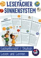 Vorschau - Arbeitsblätter - Lesefächer Sonnensystem, Planeten & Weltall - Lesetexte, Leseförderung, Wissenskartei | Lesen Klasse 2, 3 & 4 Grundschule - Deckblatt