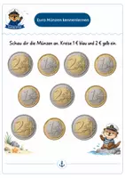 Vorschau - Arbeitsblätter - Geldwerte mit Kapitän Otter – Klasse 1 | 12 Arbeitsblätter - Seite 1