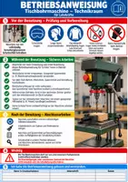 Vorschau - Arbeitsblätter - Betriebsanweisung Tischbohrmaschine – Sicherheitsregeln für Lehrkräfte & Schüler | Technikunterricht | DIN A4 mit Unterschriftenfeld - Deckblatt