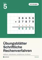 Vorschau - Unterrichtsreihen - Schriftliche Rechenverfahren Klasse 5 | 4 Übungsblätter mit Lösungen: addieren, subtrahieren, multiplizieren, dividieren - Deckblatt
