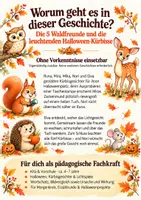 Vorschau - Bildkarten - Halloween Kamishibai Geschichte für Kita & Vorschule | Kürbisgeschichte die 5 Waldfreunde | Bildergeschichte mit Bildkarten & Text A3 & A4 - Seite 1