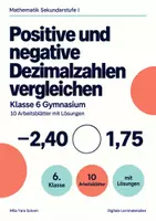 Vorschau - Arbeitsblätter - Positive und negative Dezimalzahlen vergleichen Klasse 6 Gymnasium | Mathematik Sekundarstufe I | 10 Arbeitsblätter mit Lösungen als PDF - Deckblatt