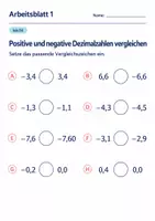 Vorschau - Arbeitsblätter - Positive und negative Dezimalzahlen vergleichen Klasse 6 Gymnasium | Mathematik Sekundarstufe I | 10 Arbeitsblätter mit Lösungen als PDF - Seite 1