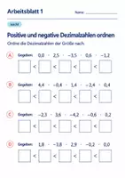 Vorschau - Arbeitsblätter - Positive und negative Dezimalzahlen ordnen Klasse 6 Gymnasium | Mathematik Sekundarstufe I | 10 Arbeitsblätter mit Lösungen als PDF - Seite 1
