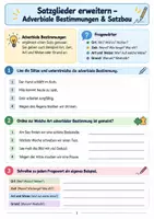 Vorschau - Stundenentwürfe - Adverbiale Bestimmungen & Satzbau – Deutsch Klasse 5 | Ort, Zeit, Art & Weise und Grund sicher erkennen - Deckblatt