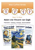 Vorschau - Unterrichtsreihen - Malen wie Vincent Van Gogh / Post-Impressionismus / Sternennacht (Kunst 7.-8. Klasse) - Deckblatt