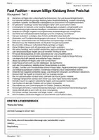 Vorschau - Arbeitsblätter - Sachtextanalye Fast Fashion Klasse 9 10 - Seite 3