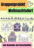 Vorschau - Mal- und Bastelvorlagen - Gruppenprojekt Weihnachtsdorf Bastelvorlage - Deckblatt