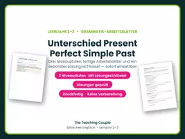 Vorschau - Arbeitsblätter - Unterschied Present Perfect Simple Past - Deckblatt