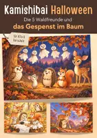 Vorschau - Bildkarten - Halloween Kamishibai Geschichte für Kita & Vorschule | Spukgeschichte 5 Waldfreunde | Halloweengeschichte mit Bildkarten & Text A3 & A4 - Deckblatt