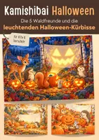 Vorschau - Bildkarten - Halloween Kamishibai Geschichte für Kita & Vorschule | Kürbisgeschichte die 5 Waldfreunde | Bildergeschichte mit Bildkarten & Text A3 & A4 - Deckblatt