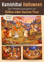 Vorschau - Bildkarten - Halloween Kamishibai Geschichte für Kita & Vorschule | Bildergeschichte 'Süßes-oder-Saures-Tour' der 5 Waldfreunde | Bildkarten + Text A3 & A4 - Deckblatt