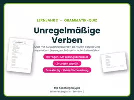 Vorschau - Quiz - Unregelmäßige Verben – Quiz mit Lösungen - Deckblatt