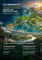 Vorschau - Arbeitsblätter - 🗺️14 FACHBEGRIFFE | Europa und Deutschland | Karteikarten + Wortspeicher + Swap It Klassensatz + Übungsblatt + Test A/B + Lösungen + Smartboard-Quiz 🎮 - Deckblatt