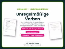 Vorschau - Test - Unregelmäßige Verben – Lernzielkontrolle - Deckblatt