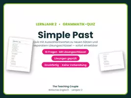 Vorschau - Quiz - Simple Past – Quiz mit Lösungsschlüssel - Deckblatt