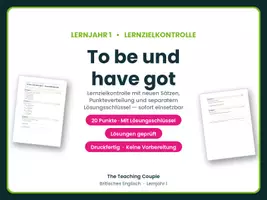 Vorschau - Test - To be und have got – Lernzielkontrolle - Deckblatt