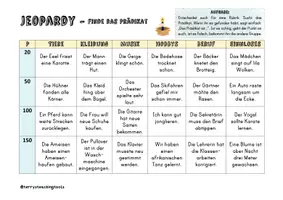 Vorschau - Spiele - Satzglieder Jeopardy: Finde das Prädikat - Seite 1