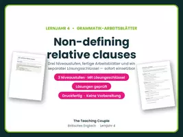 Vorschau - Arbeitsblätter - Non-defining relative clauses – Übungen - Deckblatt