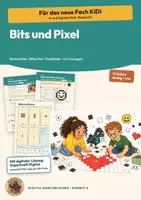 Vorschau - Arbeitsblätter - Binärzahlen und Pixel Informatik Klasse 5 6 | Arbeitsheft 17 Seiten mit Lösungen | Bitkarten, Pixelbilder codieren | KiDi – Digital durchblicken 2 - Deckblatt
