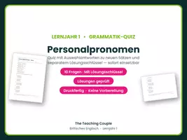 Vorschau - Quiz - Personalpronomen – Quiz mit Lösungen - Deckblatt