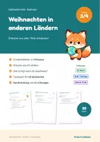 Vorschau - Arbeitsblätter - Weihnachten in anderen Ländern Klasse 3 und 4 – Bräuche aus aller Welt: Sachunterricht mit Lösungen - Deckblatt