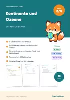 Vorschau - Arbeitsblätter - Kontinente und Ozeane Klasse 3 und 4 – Weltkarte, Tiere, Äquator: Sachunterricht mit Lösungen - Deckblatt