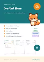 Vorschau - Arbeitsblätter - Die fünf Sinne Klasse 1 und 2 – Sinnesorgane, Wahrnehmung, Sinne schützen: Sachunterricht mit Lösungen - Deckblatt