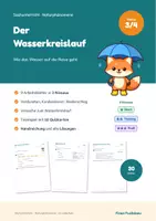 Vorschau - Arbeitsblätter - Der Wasserkreislauf Klasse 3 und 4 – verdunsten, kondensieren, Niederschlag, mit Versuch: Sachunterricht - Deckblatt