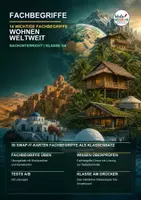 Vorschau - Arbeitsblätter - 🌍 14 FACHBEGRIFFE | Wohnen weltweit | Karteikarten + Wortspeicher + Swap It Klassensatz + Übungsblatt + Test A/B + Lösungen + Smartboard-Quiz 🎮 - Deckblatt