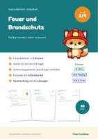Vorschau - Arbeitsblätter - Feuer und Brandschutz Klasse 3 und 4 – Notruf 112, Verbrennungsdreieck, richtig handeln: Sachunterricht - Deckblatt