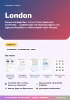 Vorschau - Unterrichtsreihen - London | Arbeitsheft + 2 Klassenarbeiten + Spiele | Sehenswürdigkeiten, Tube, Wegbeschreibung | Englisch Klasse 5–7 | mit Lösungen - Deckblatt