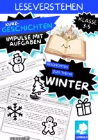 Vorschau - Arbeitsblätter - Winter Lesetext mit Fragen Klasse 3 4 5 | 6 Wintergeschichten zum genauen Lesen | Leseverständnis in 3 Niveaus - Deckblatt