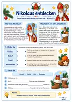 Vorschau - Unterrichtsreihen - Nikolaus – Geschichte, Bräuche, Stiefel & Teilen | Sachunterricht Klasse 3/4 - Deckblatt