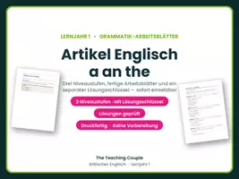 Vorschau - Arbeitsblätter - Artikel Englisch a an the – Übungen - Deckblatt