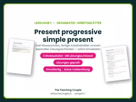 Vorschau - Arbeitsblätter - Present progressive simple present - Deckblatt