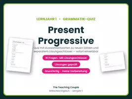 Vorschau - Quiz - Present Progressive – Quiz mit Lösungen - Deckblatt