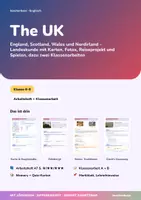 Vorschau - Unterrichtsreihen - The UK | Arbeitsheft + 2 Klassenarbeiten + Spiele | England, Scotland, Wales, Northern Ireland | Englisch Klasse 6–8 | mit Lösungen - Deckblatt