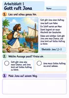 Vorschau - Arbeitsblätter - Jona – Gott gibt eine neue Chance | Religion Klasse 2 Arbeitsblätter | Evangelische Religionslehre | 10 Arbeitsblätter als PDF - Seite 1