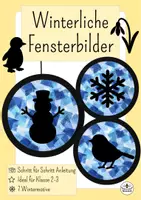 Vorschau - Mal- und Bastelvorlagen - Fensterbilder mit Transparentpapier basteln - Suncatcher Winter - Kunst Winter Grundschule - Kunst Klasse 2, Kunst Klasse 3 - Deckblatt